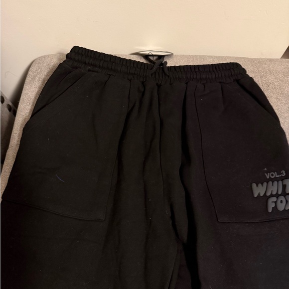 New with Tags. White fox black sweatpants size M - Picture 2 of 3